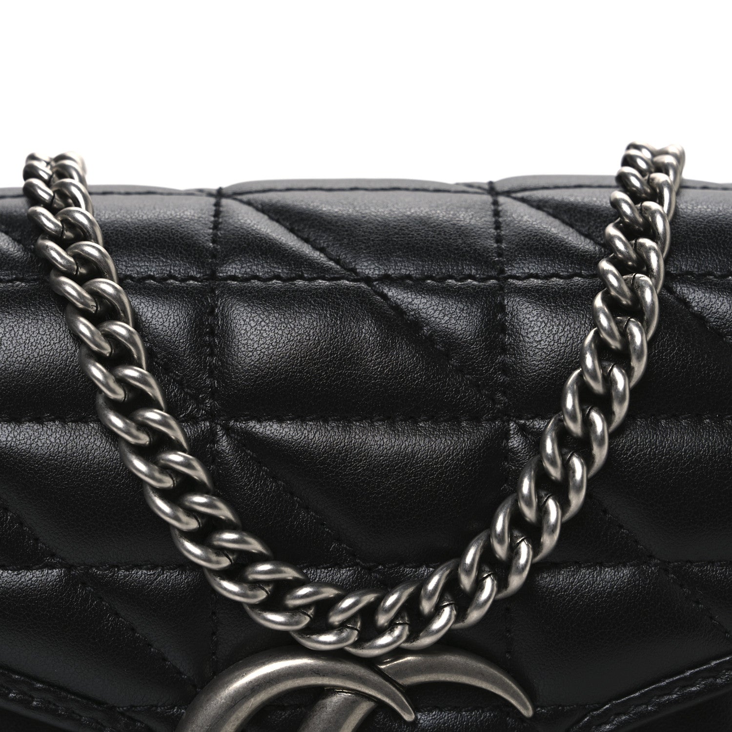 Gucci Calfskin Matelasse Aria GG Marmont Chain Wallet Black 8 of 10