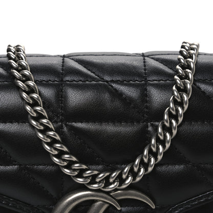 Gucci Calfskin Matelasse Aria GG Marmont Chain Wallet Black 8 of 10