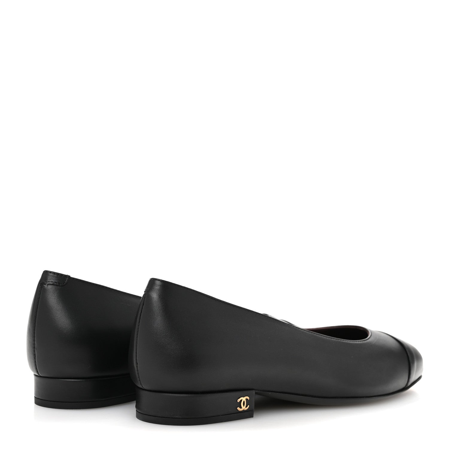 Chanel Lambskin Cap Toe CC Uniform Ballerina Flats 37 Black 5 of 11