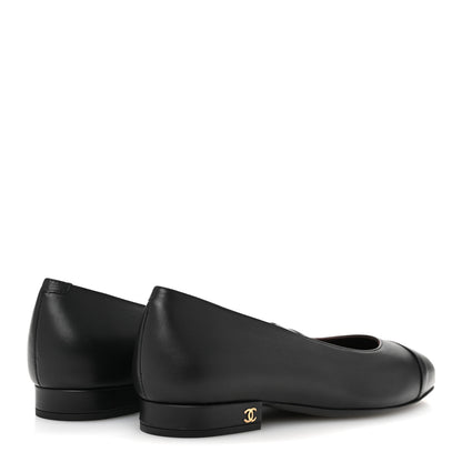 Chanel Lambskin Cap Toe CC Uniform Ballerina Flats 37 Black 5 of 11