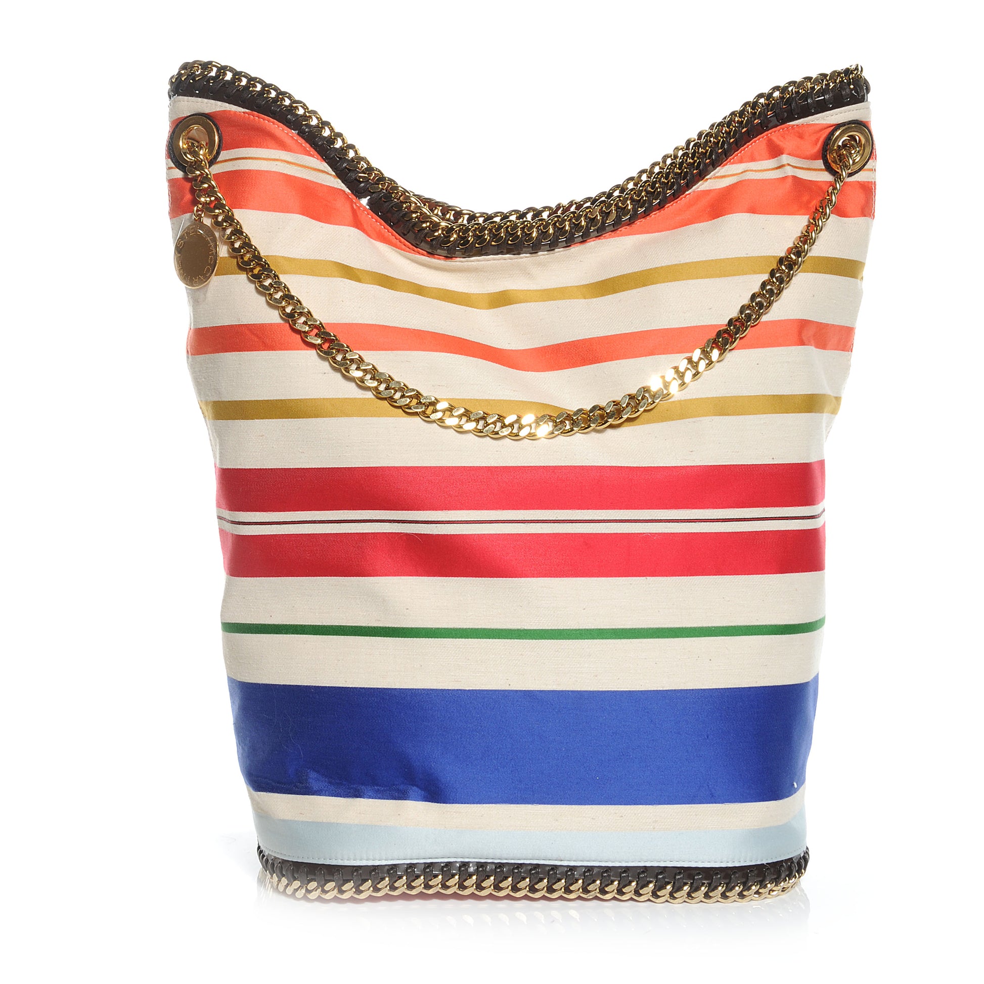 Stella McCartney Cotton Canvas Stripes Falabella Bucket Bag 1 of 8