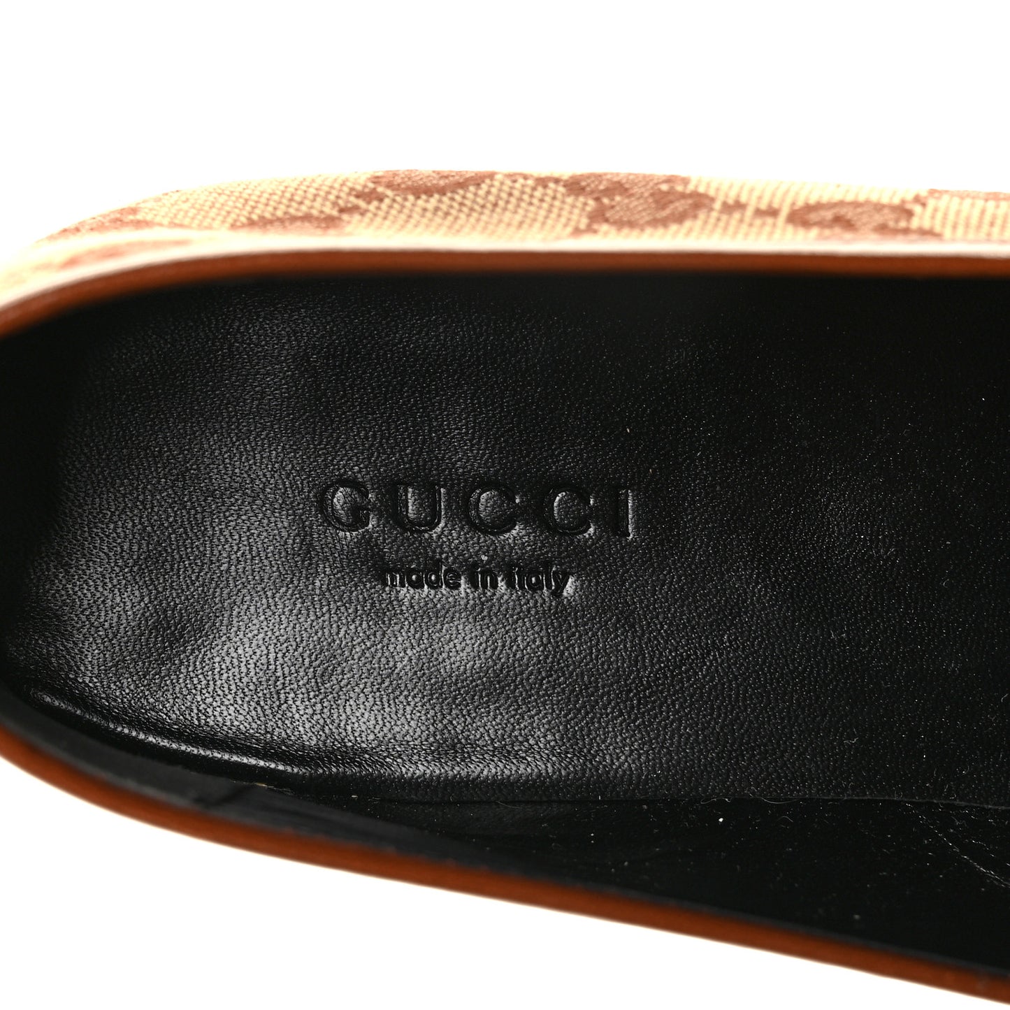 Canvas GG Monogram Horsebit Womens Jordaan Loafers 39.5 Beige Ruggine Rust