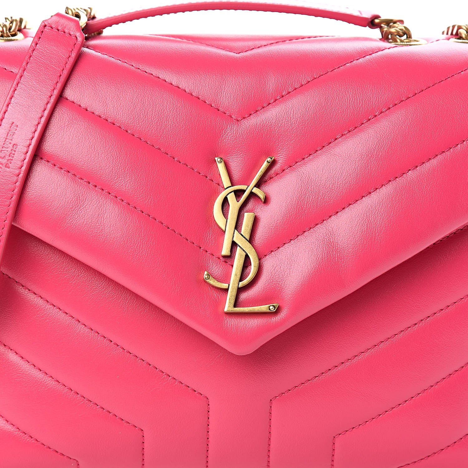 Saint Laurent Calfskin Y Quilted Monogram Small Loulou Chain Satchel Fresh Fuchsia 10 of 10