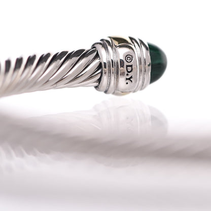 David Yurman Sterling Silver 14K Yellow Gold Malachite 5mm Cable Classic Bracelet 4 of 5