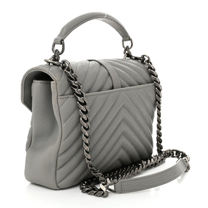 Saint Laurent Sheepskin Matelasse Chevron Monogram Medium College Bag Granite 3 of 10
