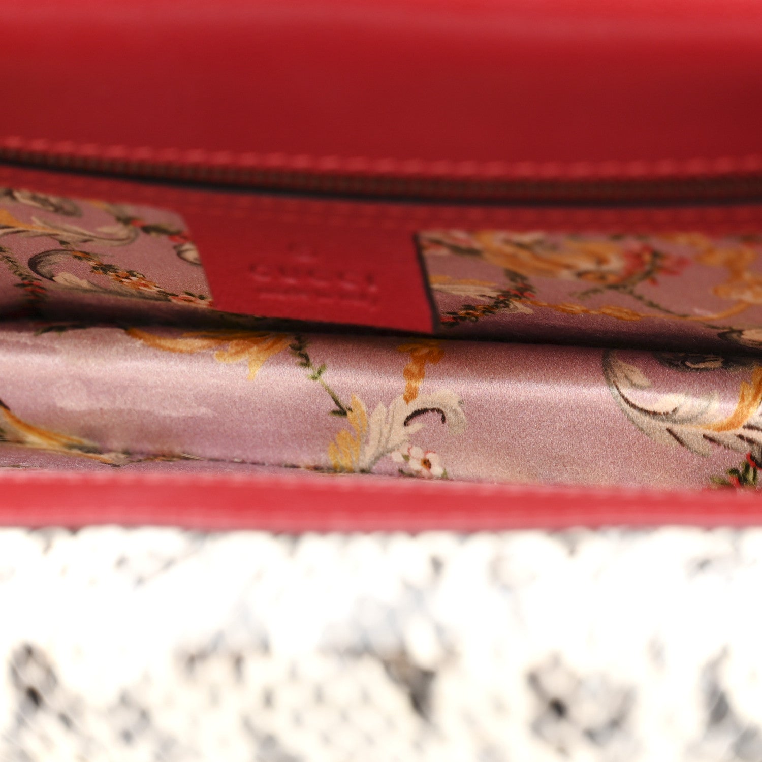 Gucci Calfskin Snakeskin Studded Small Ottilia Top Handle Bag Hibiscus Red 5 of 16