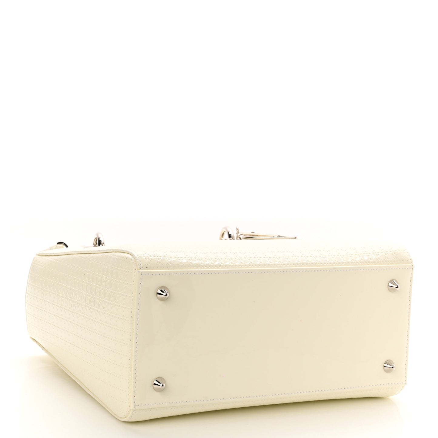 Patent Micro-Cannage Medium Lady Dior White