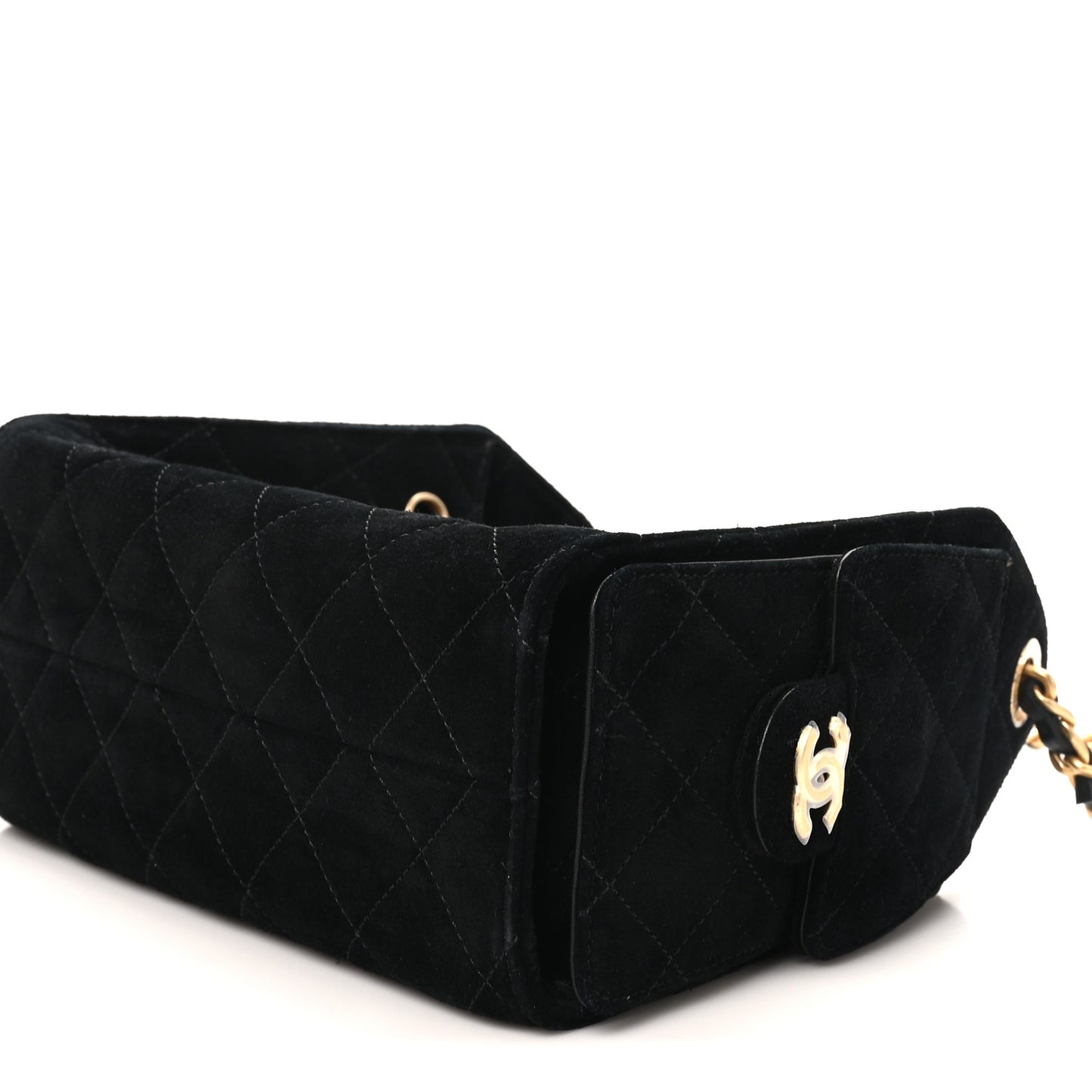 Suede Quilted Mini Chanel 25 Handbag Black