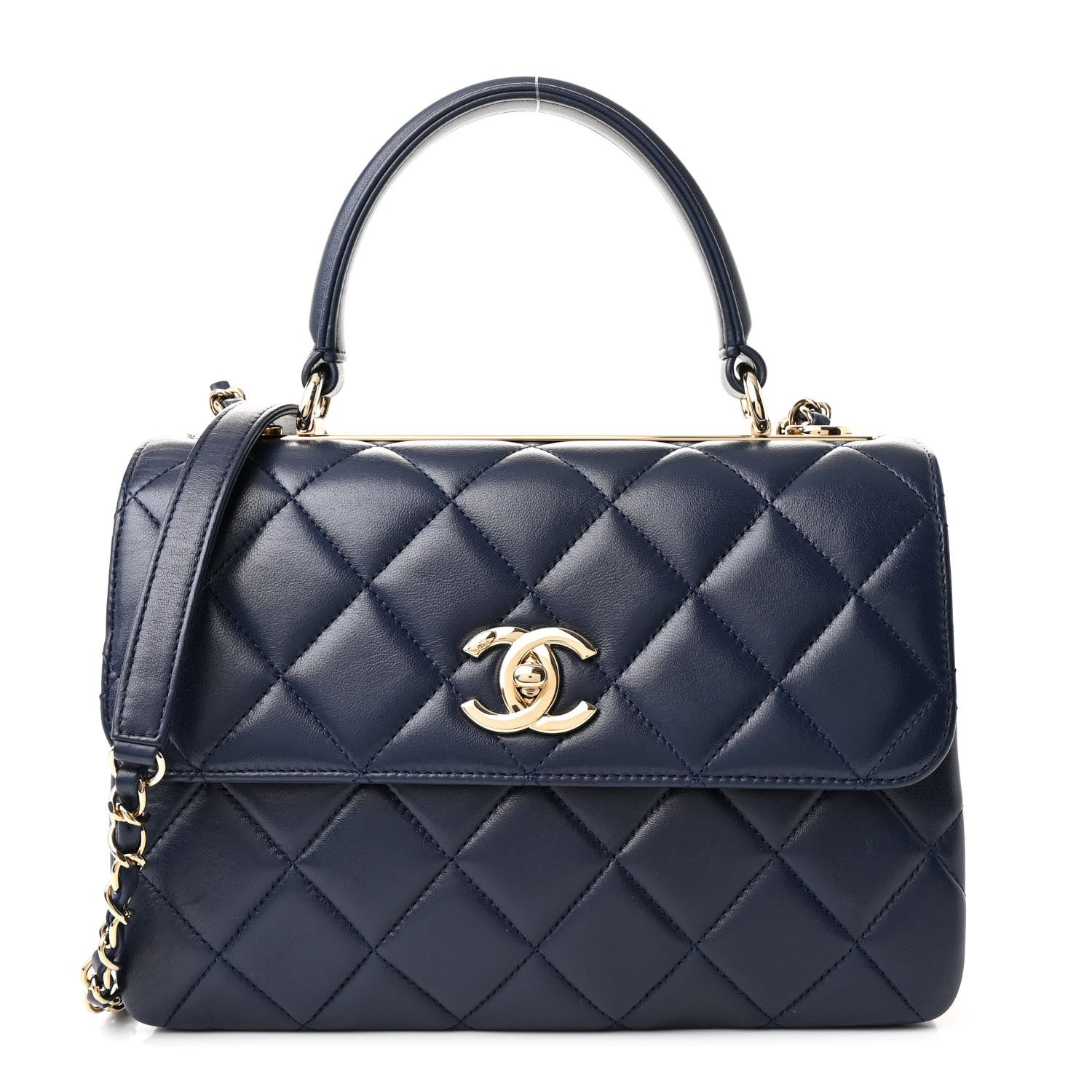 Chanel Lambskin Quilted Small Trendy CC Flap Dual Handle Bag Navy 1 of 13