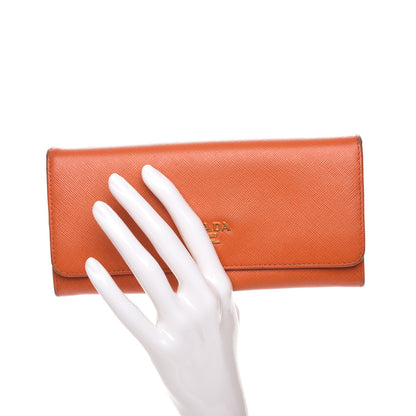Prada Saffiano Metal Continental Flap Wallet Papaya 2 of 13