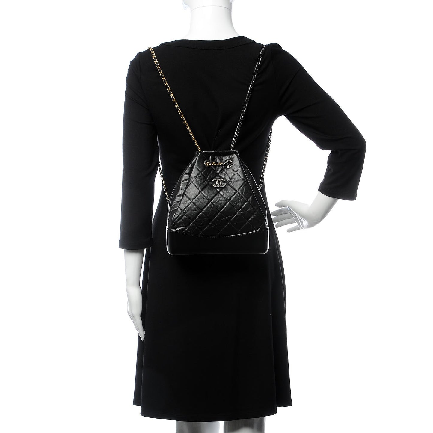 Aged Calfskin Quilted Small Gabrielle Backpack Black