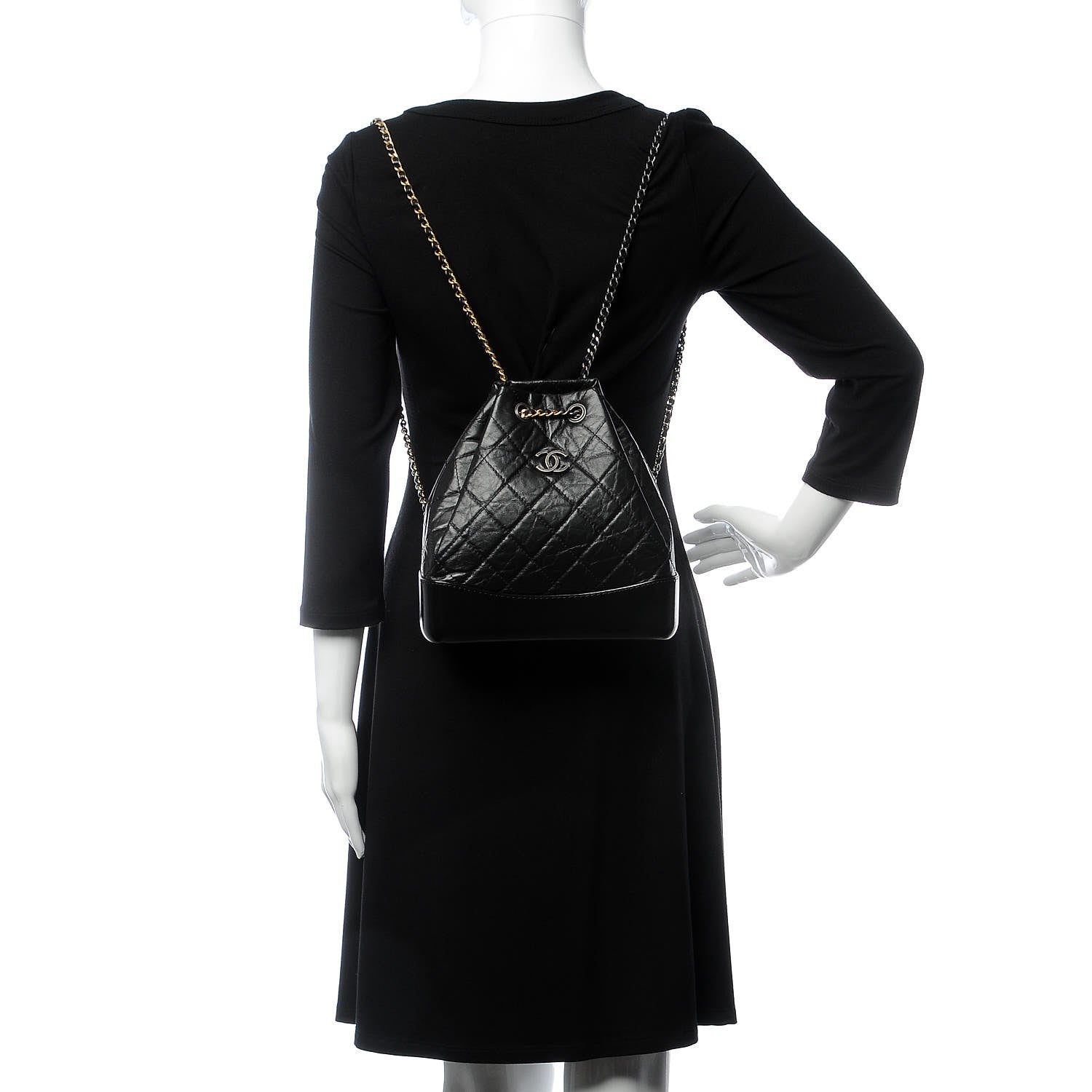 Chanel Aged Calfskin Quilted Small Gabrielle Backpack Black 2 of 9