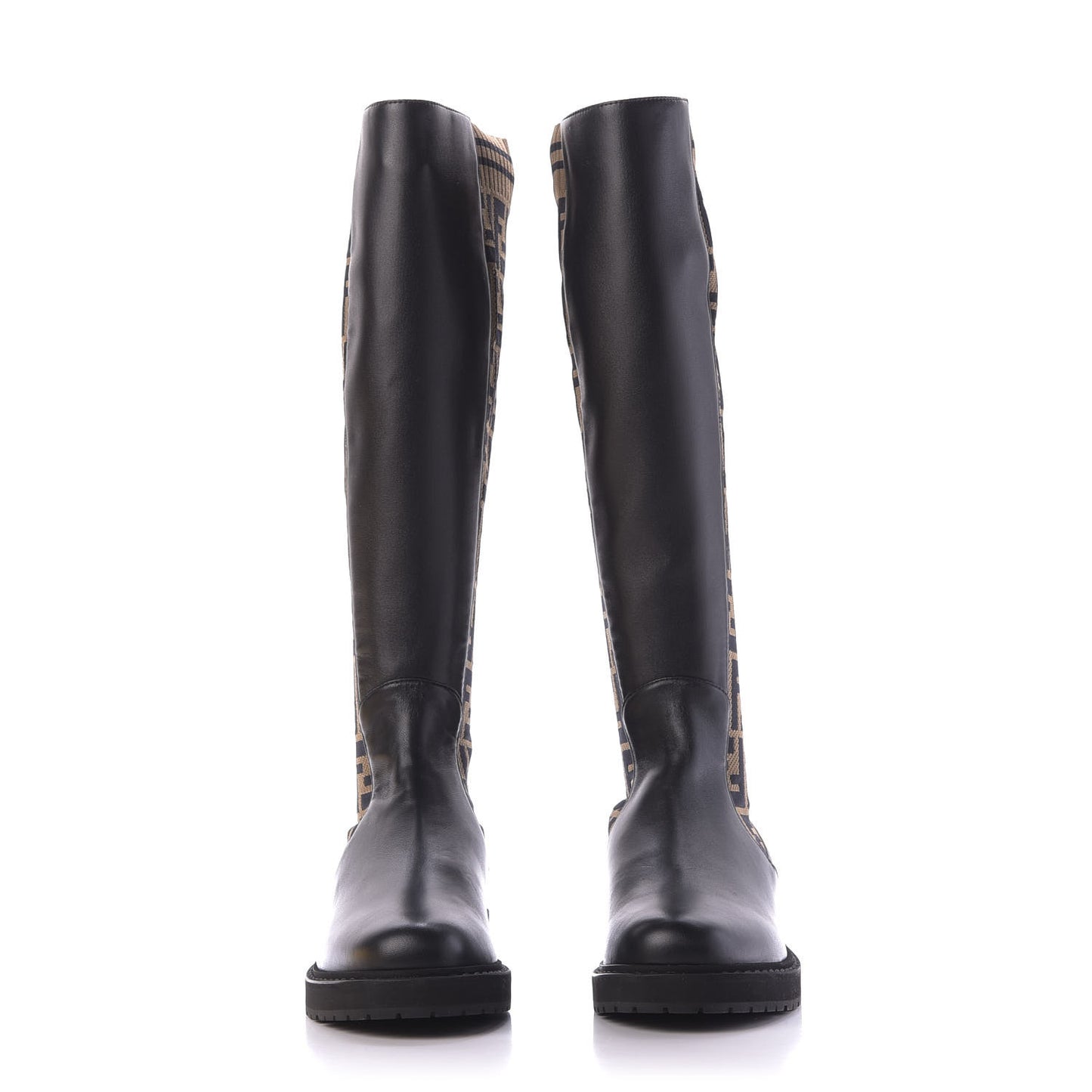 Nappa Microfiber Fabric FF Rockoko Tall Boots 37 Black Tobacco