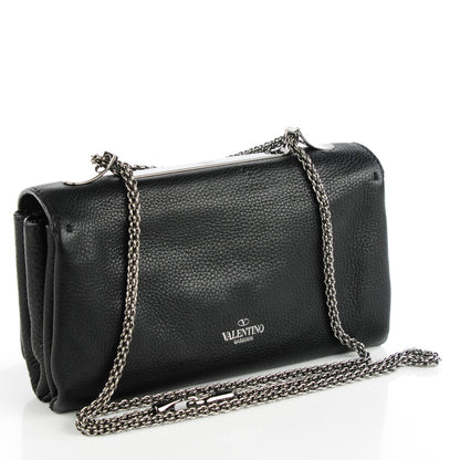 Valentino Garavani Pebbled Calfskin Crystal Encrusted Studs Va Va Voom Shoulder Bag Black 3 of 8