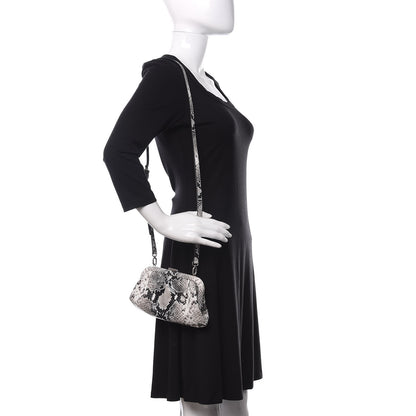 Balenciaga Calfskin Logo Python Effect Cloud Clutch XS Black White 2 of 8