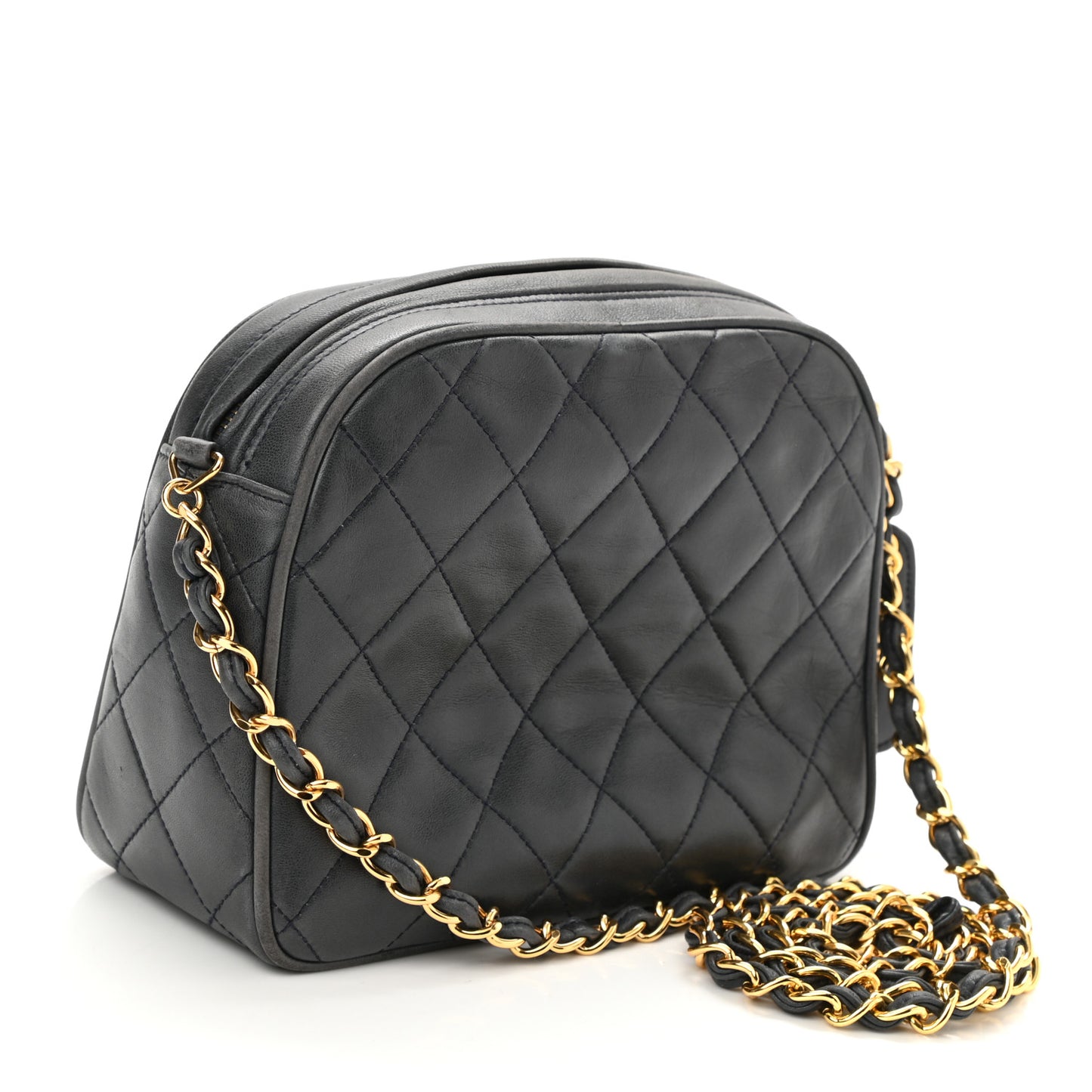 Lambskin Quilted Camera Case Black