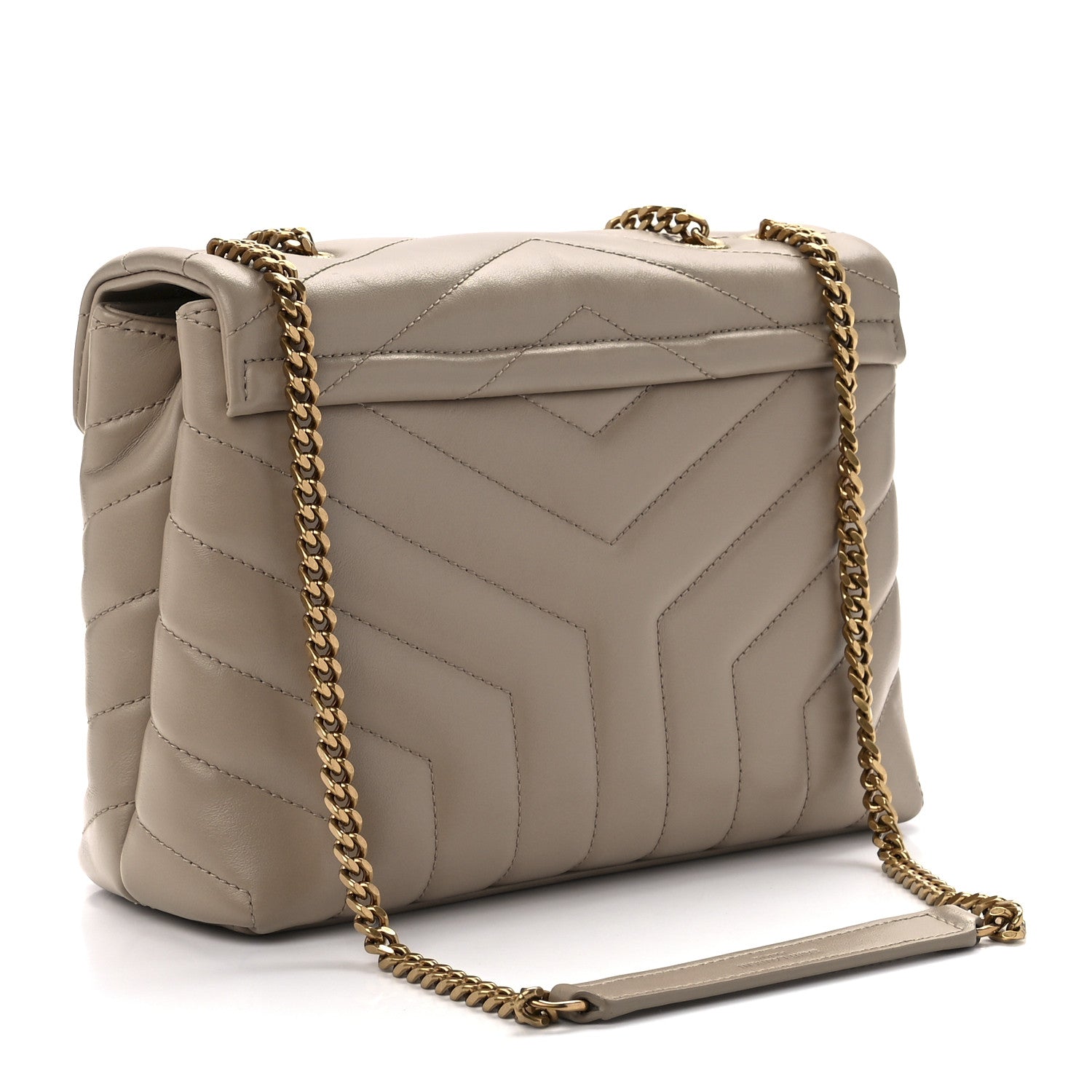 Saint Laurent Calfskin Y Quilted Monogram Small Loulou Chain Satchel Dark Beige 3 of 14