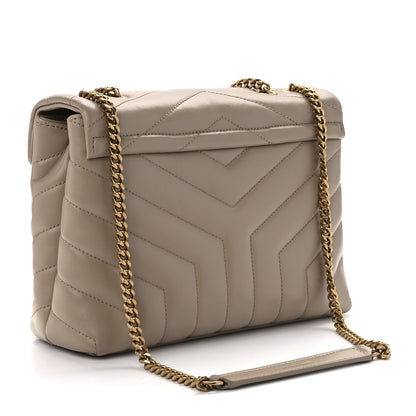 Saint Laurent Calfskin Y Quilted Monogram Small Loulou Chain Satchel Dark Beige 3 of 14