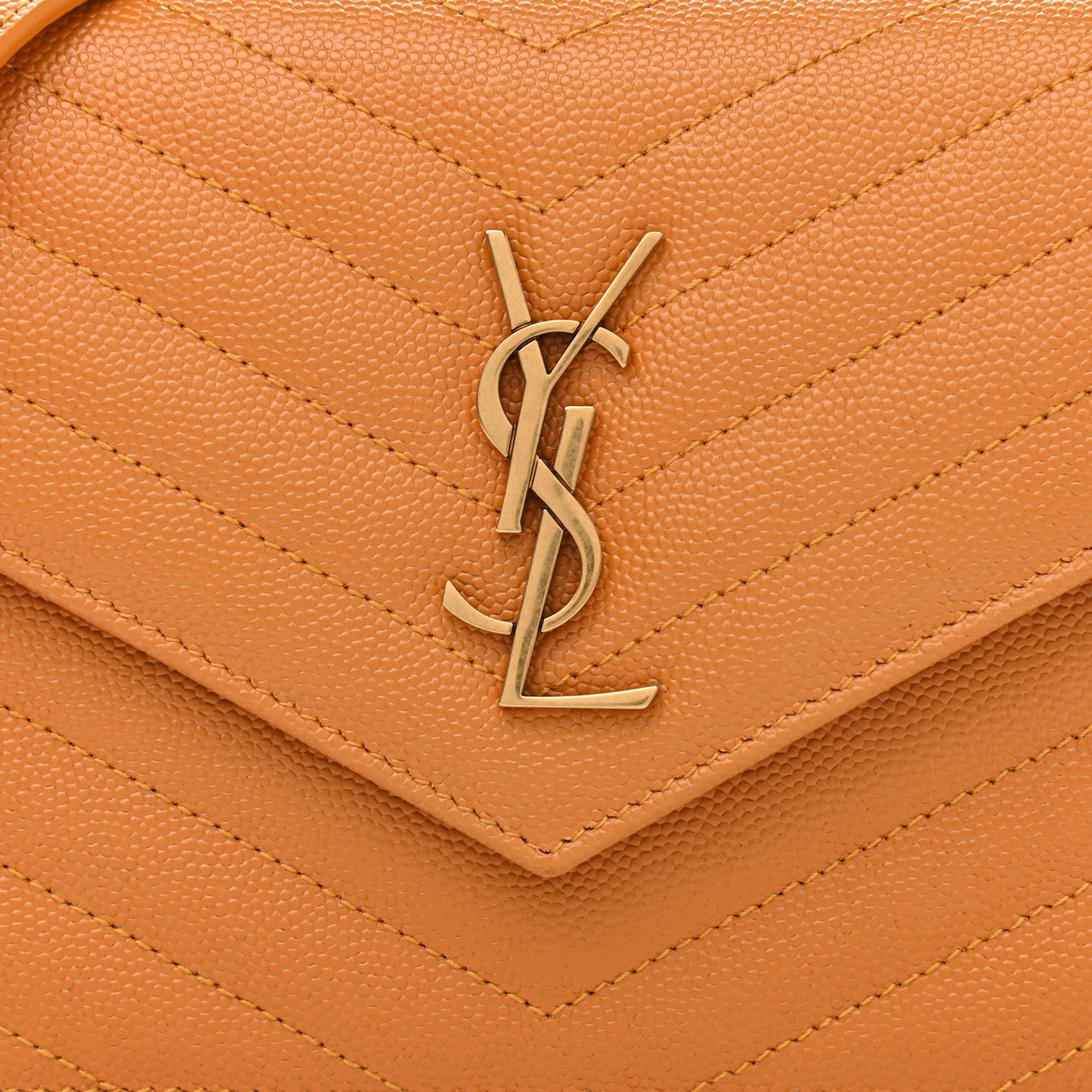 Saint Laurent Grain De Poudre Matelasse Chevron Monogram Chain Wallet Senape Yellow 11 of 11
