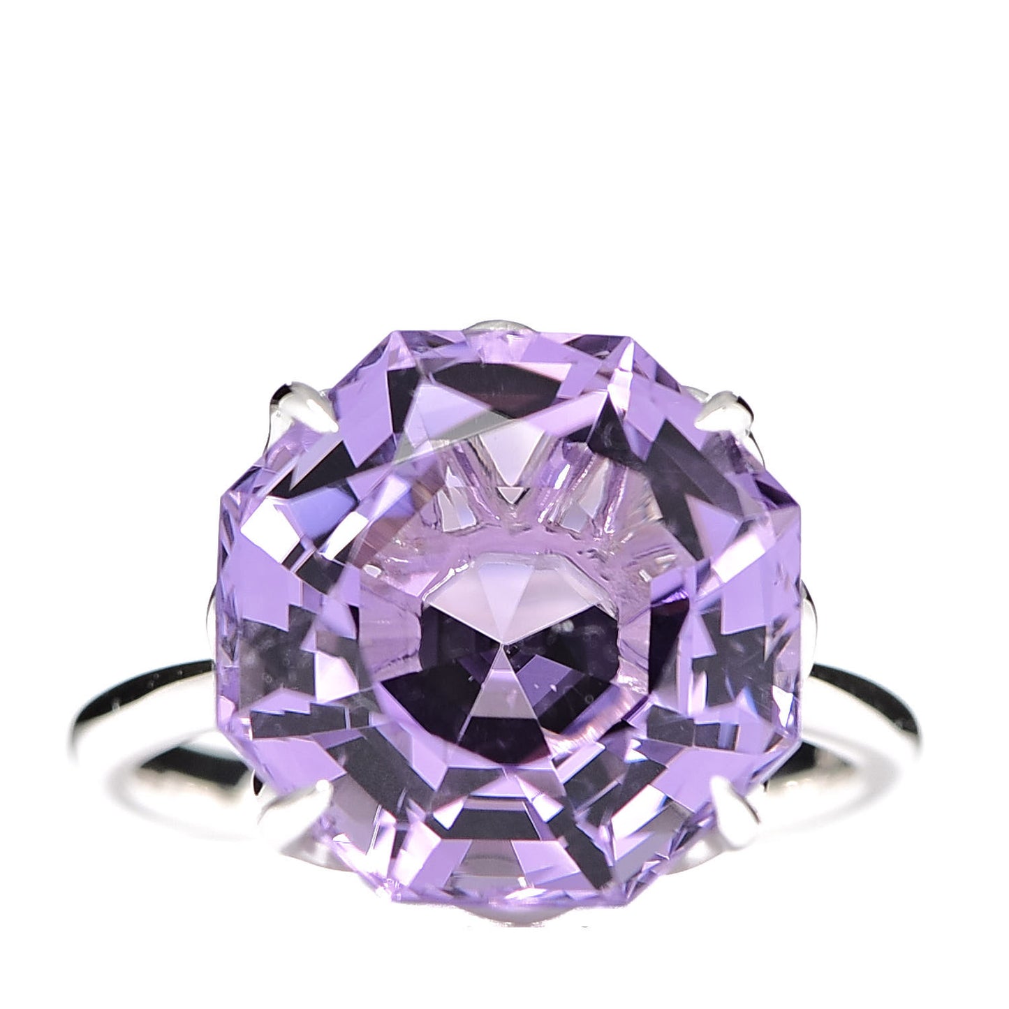 Sterling Silver Amethyst Sparklers Octagonal Cocktail Ring 52 6