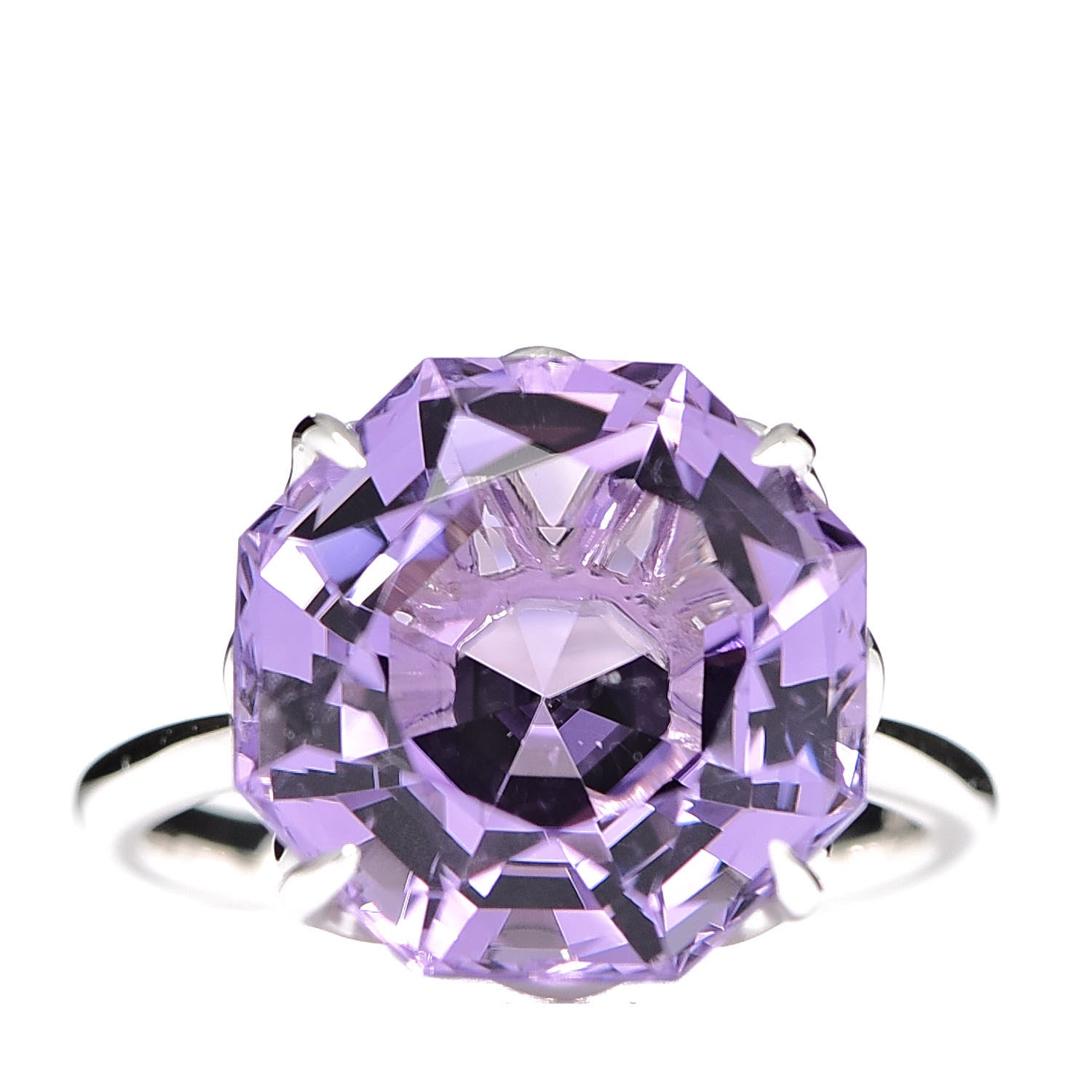 Tiffany Sterling Silver Amethyst Sparklers Octagonal Cocktail Ring 52 6 1 of 5