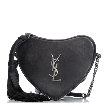 Saint Laurent Calfskin Heart Monogram Crossbody Black 1 of 9