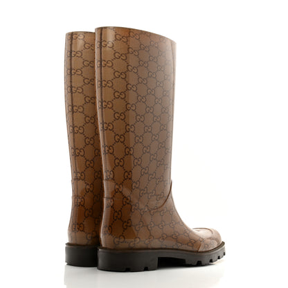 Gucci Rubber Monogram Edinburg Rain Boots 38 Transparent Cocoa 4 of 10