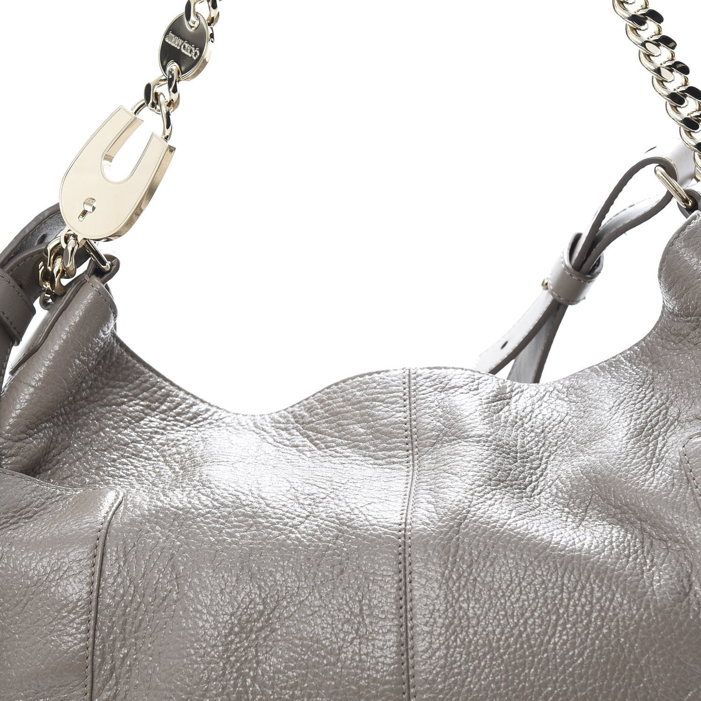 Glossy Grained Deerskin Anna Shoulder Bag Moonstone