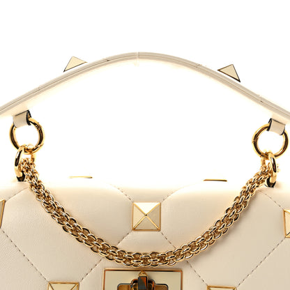 Valentino Garavani Nappa Enamel Medium Roman Stud Shoulder Bag Ivory 7 of 9