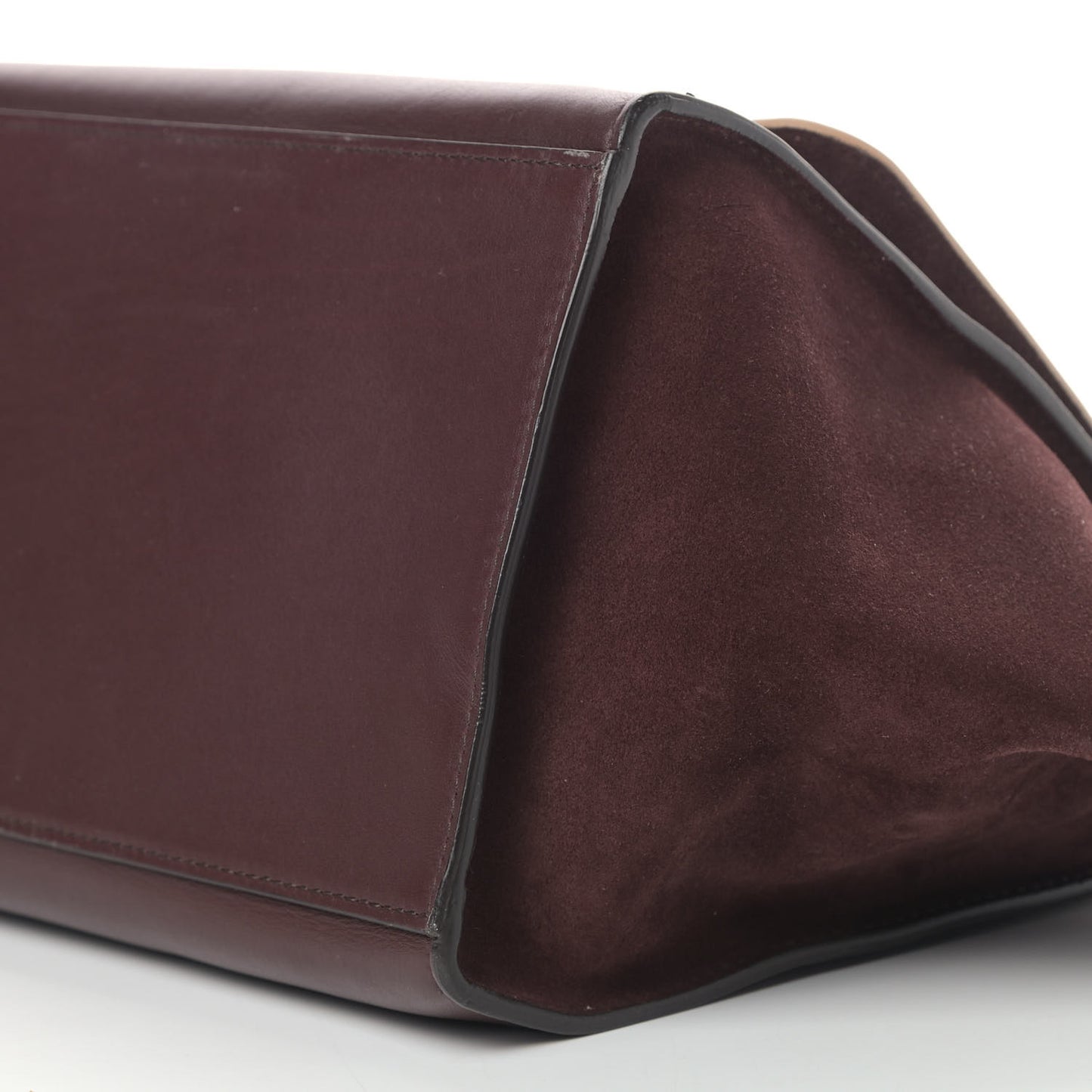 Smooth Calfskin Suede Medium Bi-Color Trapeze Burgundy