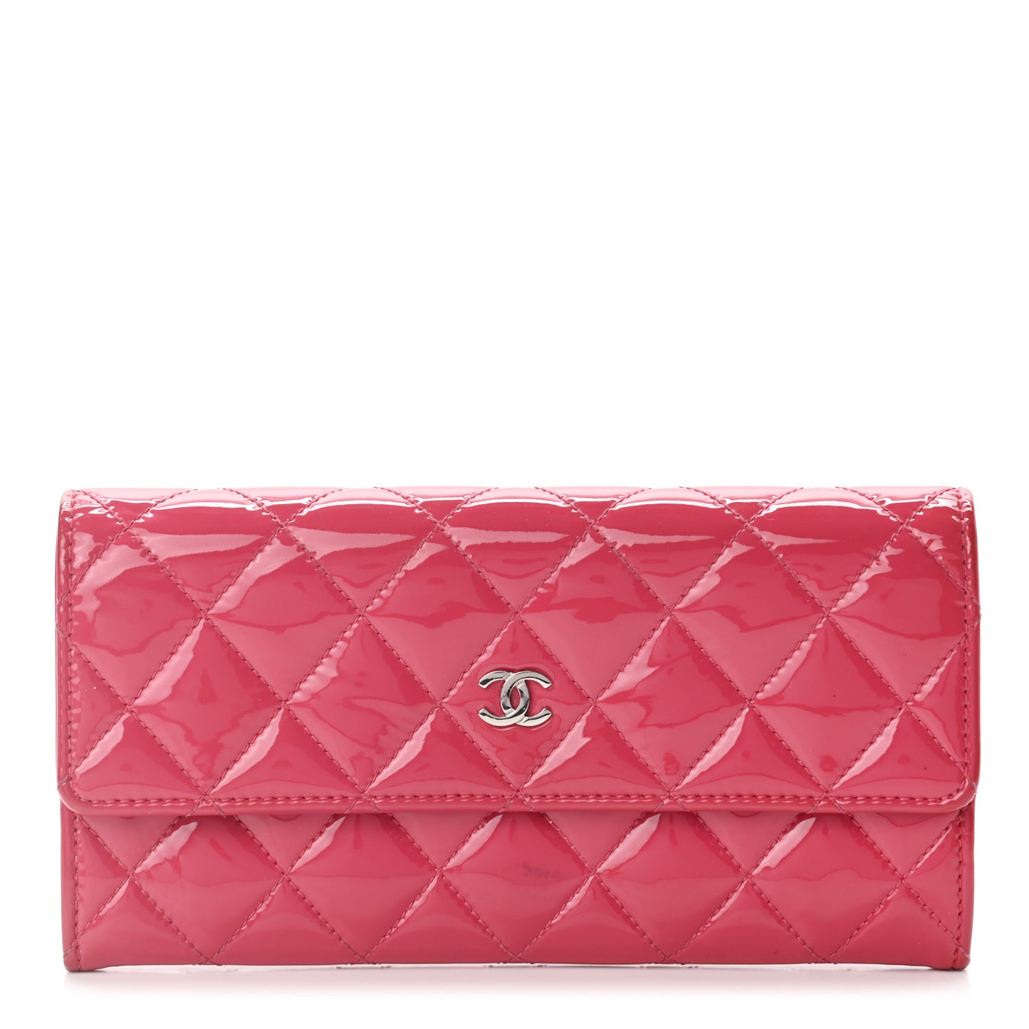 Patent Quilted Large Flap Wallet Pink