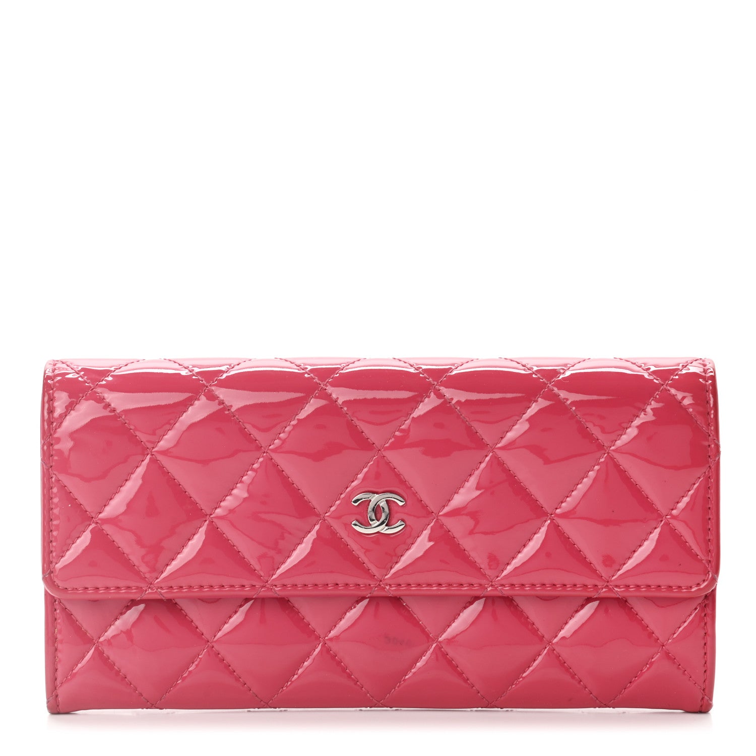 Chanel Patent Quilted Large Flap Wallet Pink 1 of 12