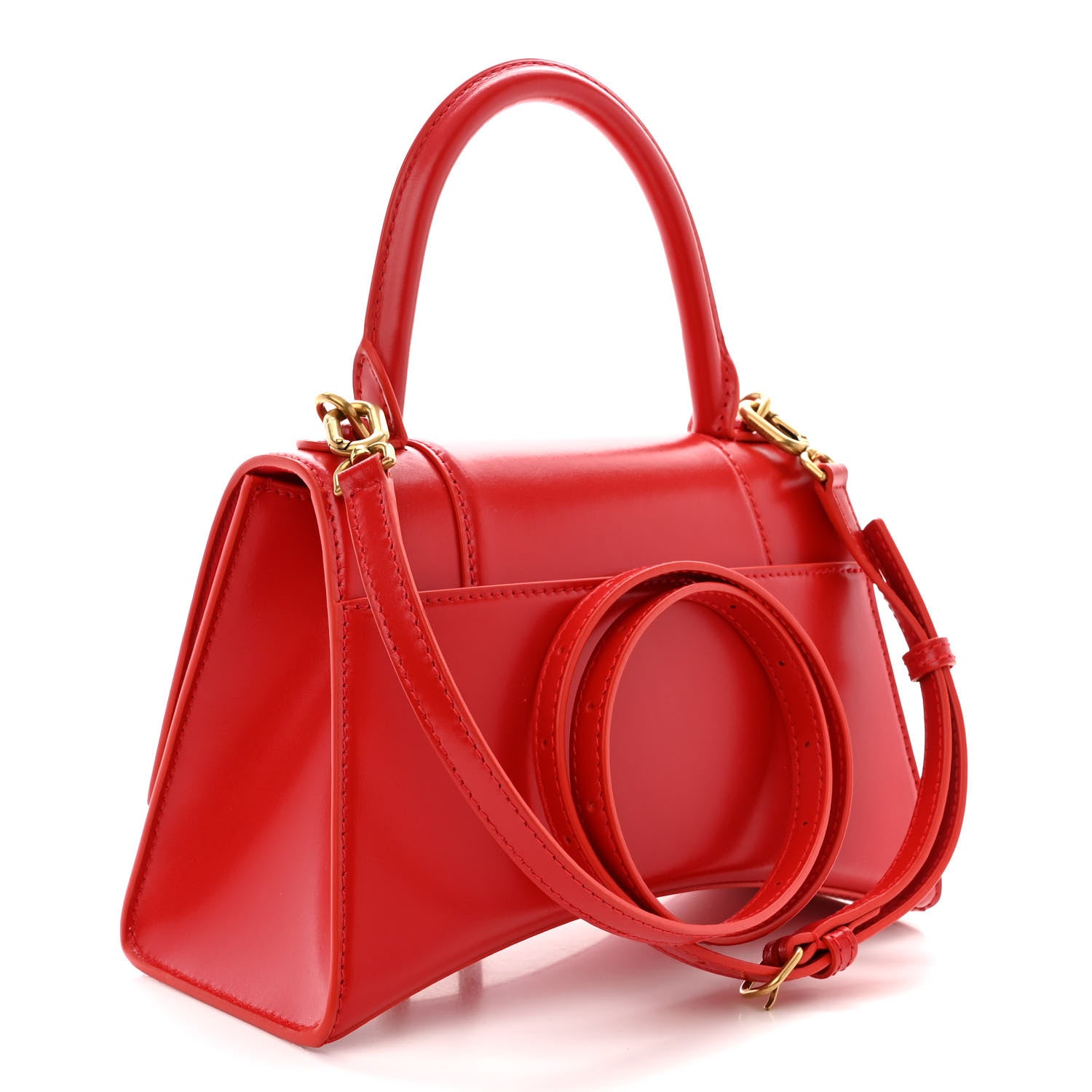 Balenciaga Shiny Box Calfskin Small Hourglass Top Handle Bag Bright Red 3 of 11