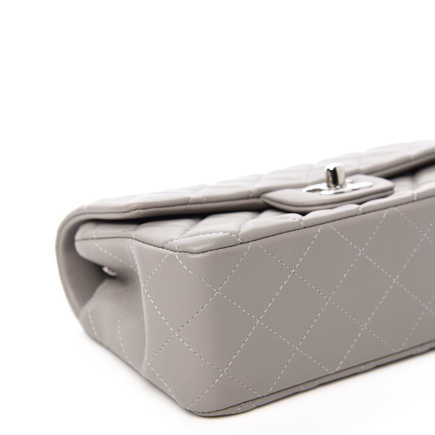 Chanel Lambskin Quilted Mini Rectangular Flap Grey 9 of 12
