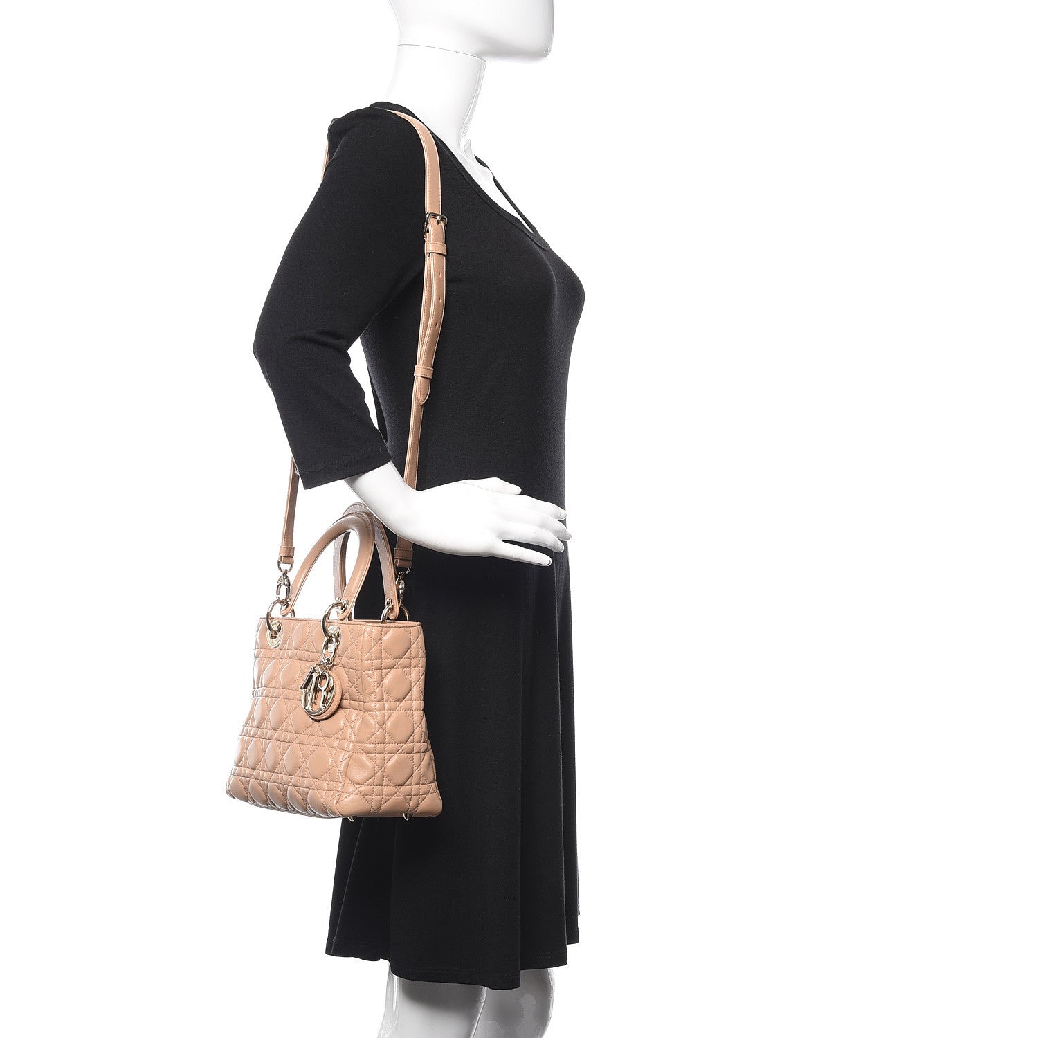 Christian Dior Lambskin Cannage Medium Lady Dior Beige 2 of 8
