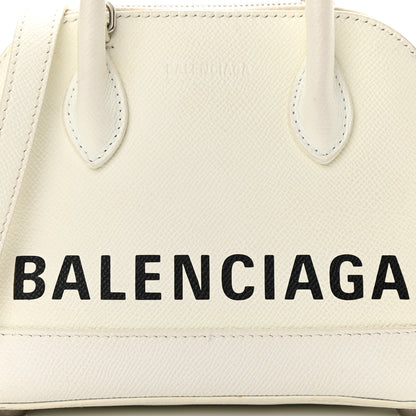 Balenciaga Grained Calfskin XXS Ville Top Handle Bag White Black 7 of 16