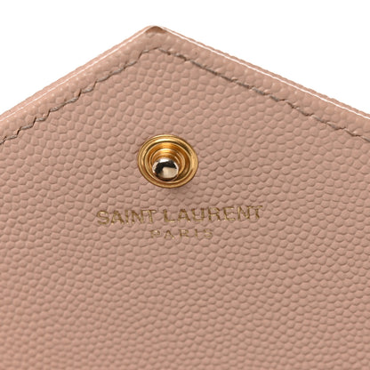 Saint Laurent Grain De Poudre Matelasse Chevron Monogram Chain Wallet Pale Pink 6 of 13
