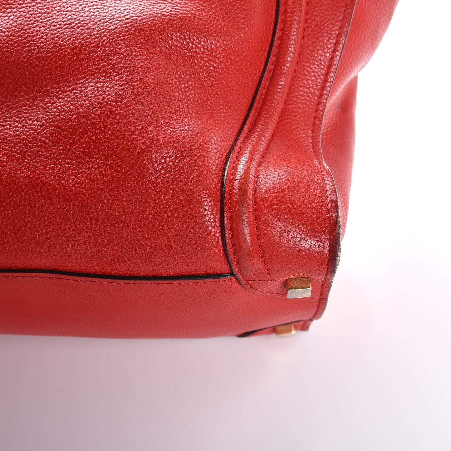 Drummed Calfskin Shoulder Luggage Red