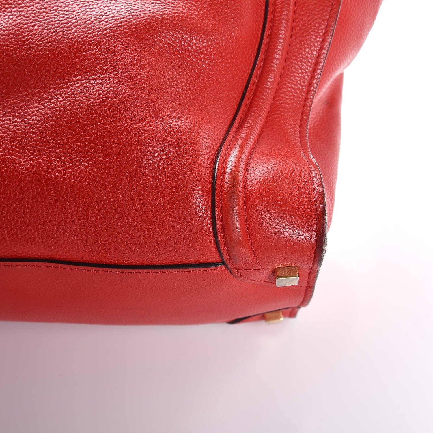 Celine Drummed Calfskin Shoulder Luggage Red 16 of 20