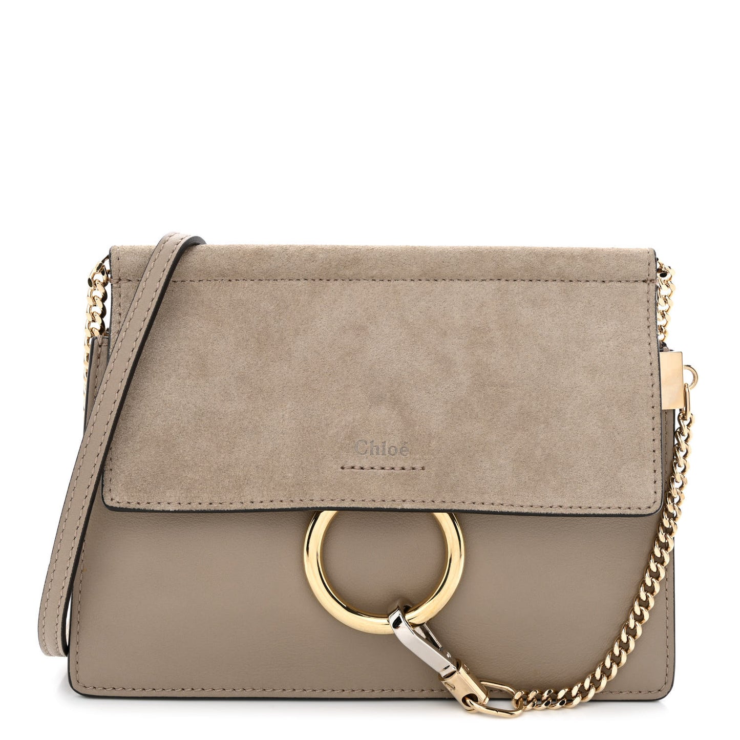 Calfskin Suede Mini Chain Faye Shoulder Bag Motty Grey