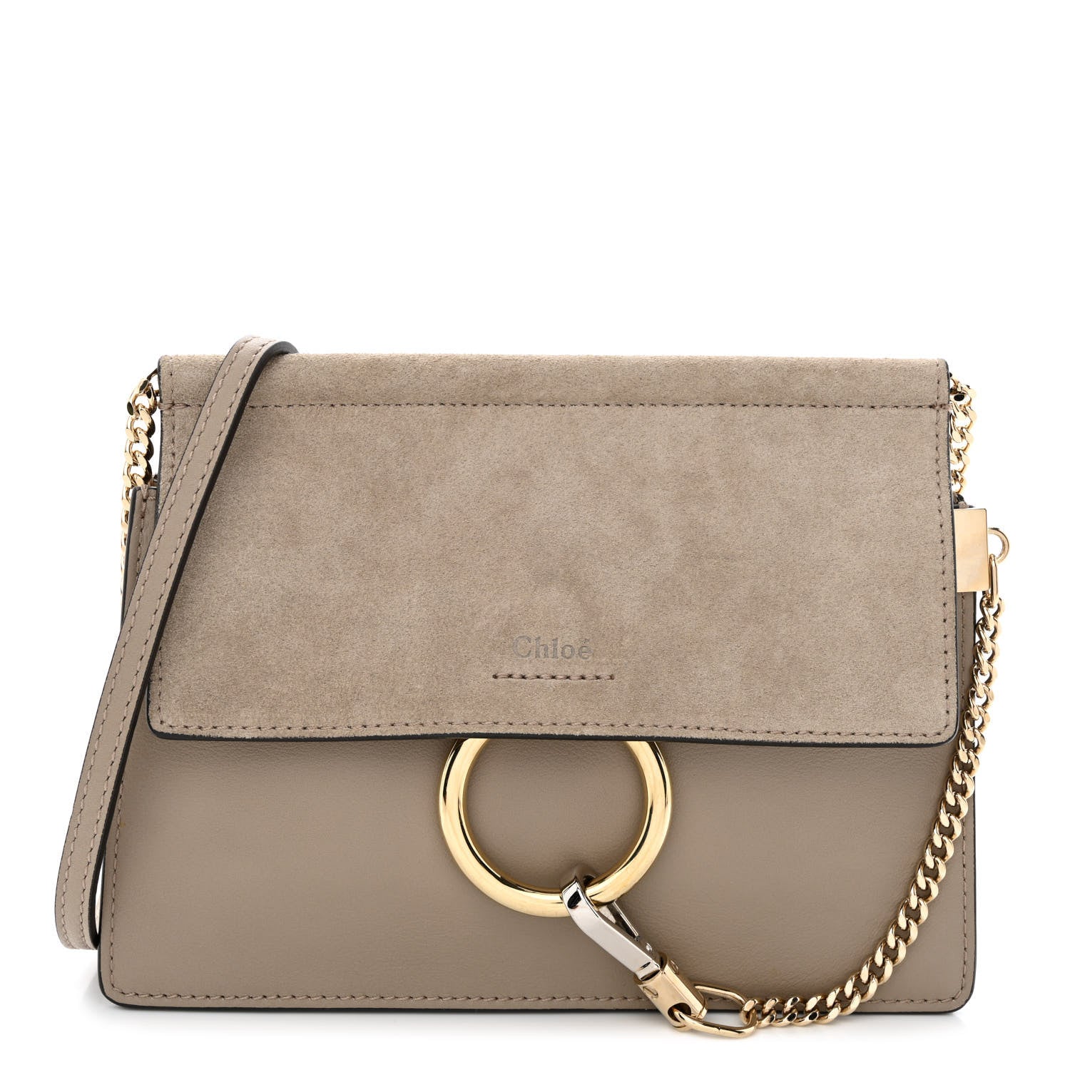 Chloe Calfskin Suede Mini Chain Faye Shoulder Bag Motty Grey 1 of 10