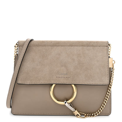 Chloe Calfskin Suede Mini Chain Faye Shoulder Bag Motty Grey 1 of 10
