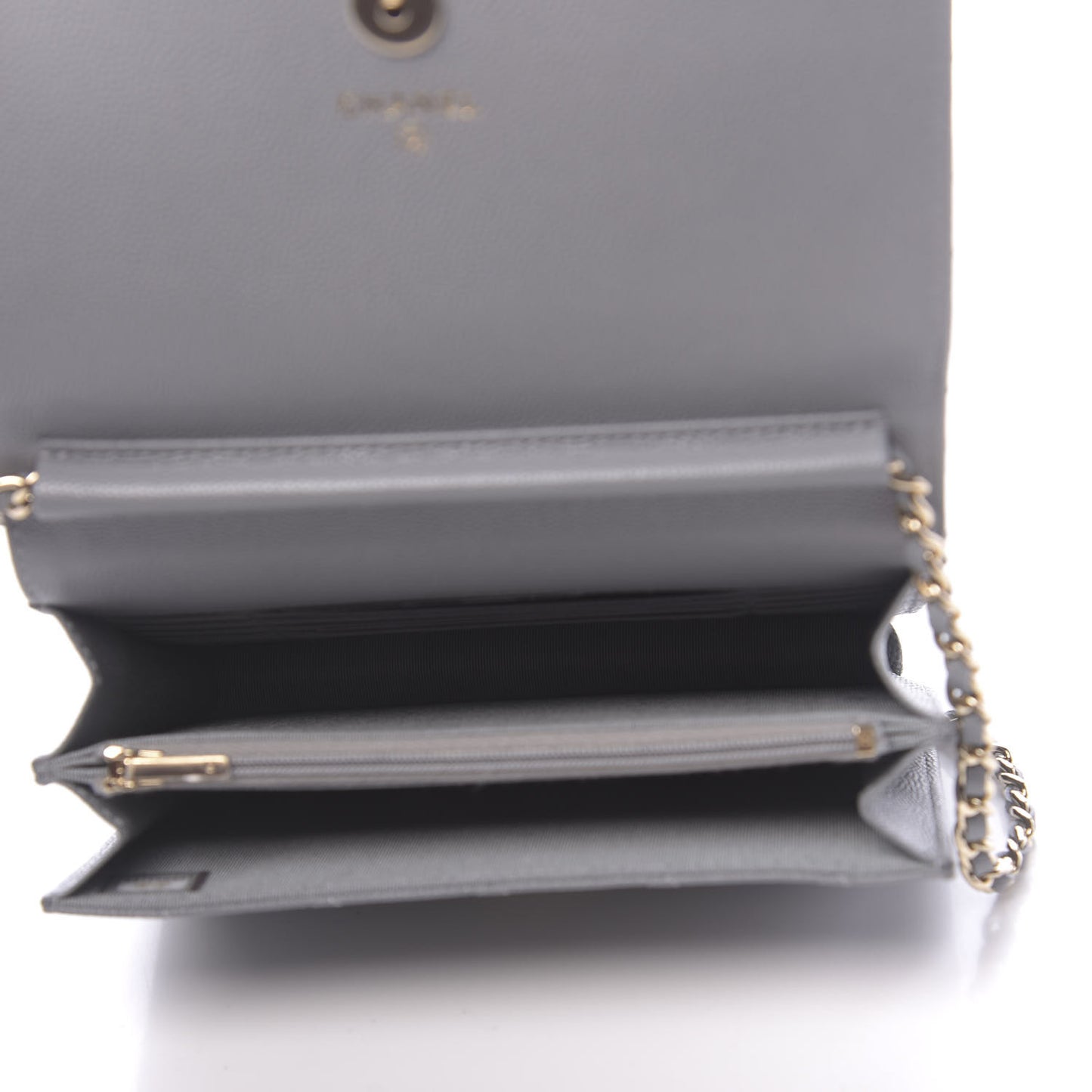 Caviar Quilted Square Wallet On Chain WOC Grey