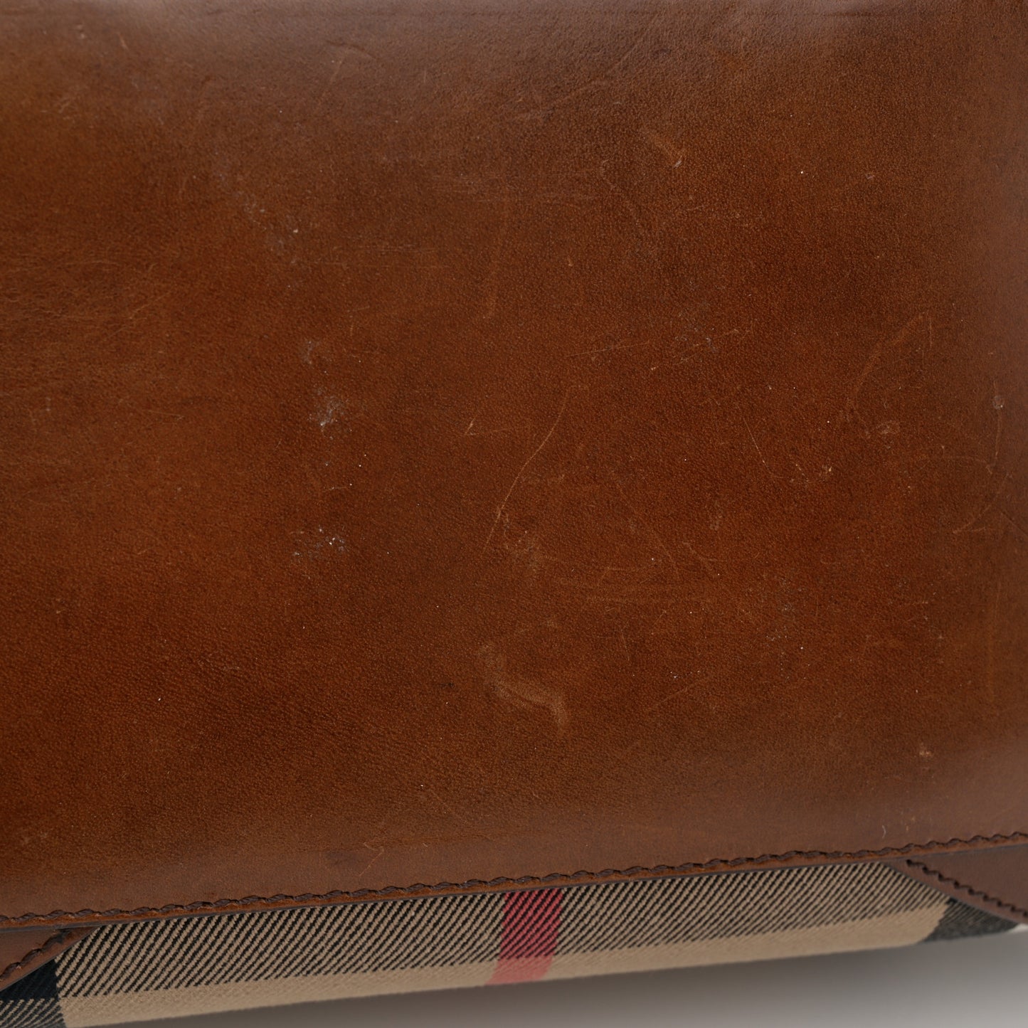 House Check Bridle Calfskin Medium Alchester Bowling Bag Dark Tan