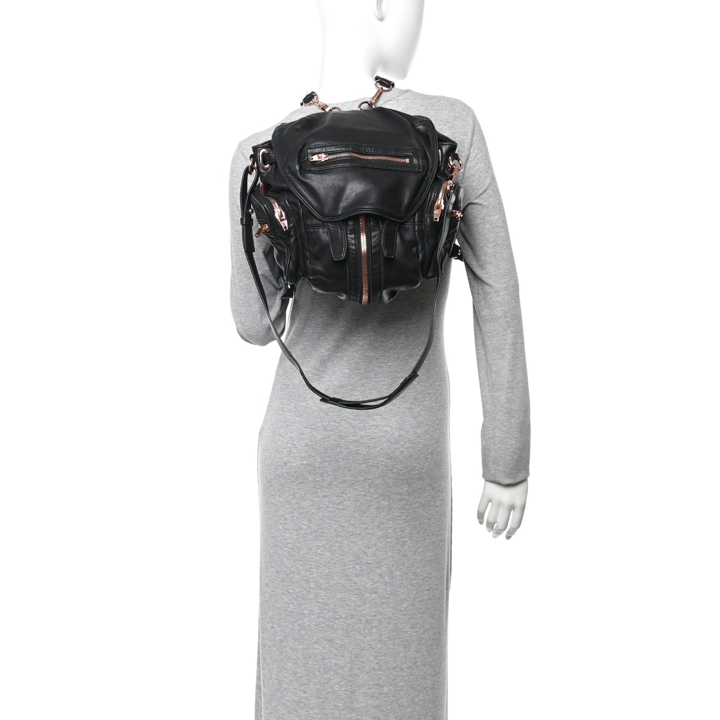 Lambskin Marti Backpack Washed Black Rose Gold Hardware