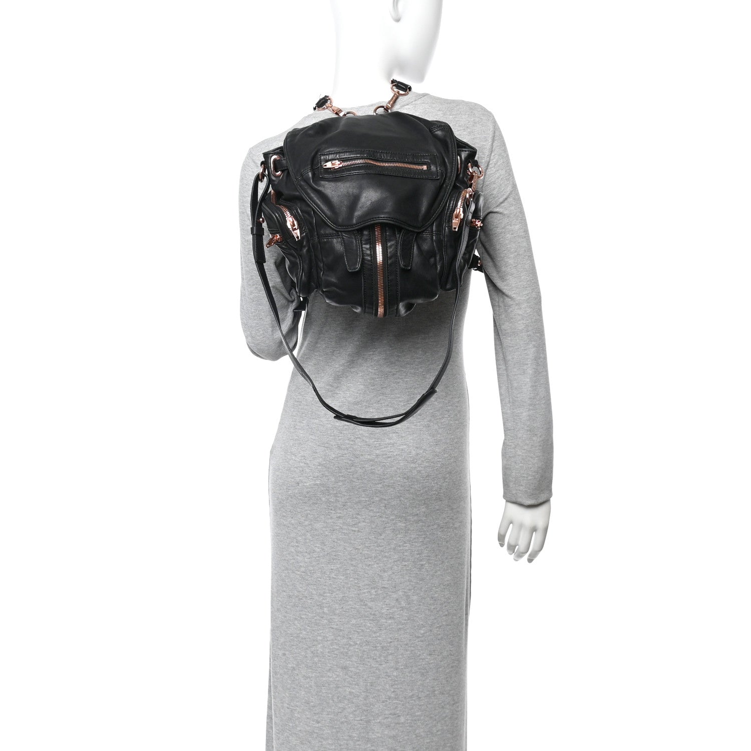 Alexander Wang Lambskin Marti Backpack Washed Black Rose Gold Hardware 2 of 10