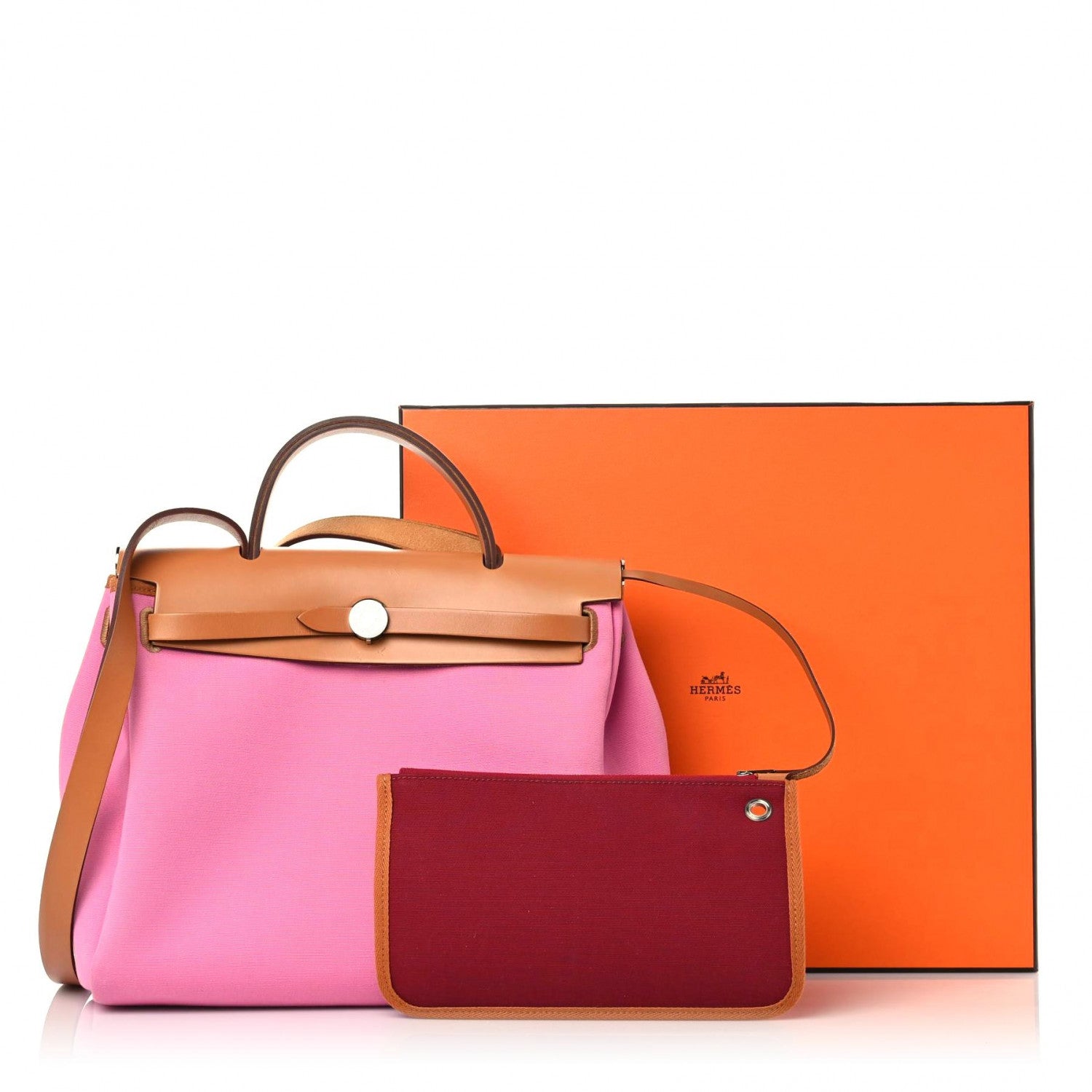 Hermes Toile Officier Vache Hunter Verso Herbag Zip PM 31 Bubblegum Rubis Naturel 14 of 14