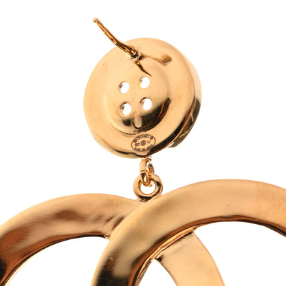 Chanel Metal Large Paris Button Earrings Gold 4 of 4