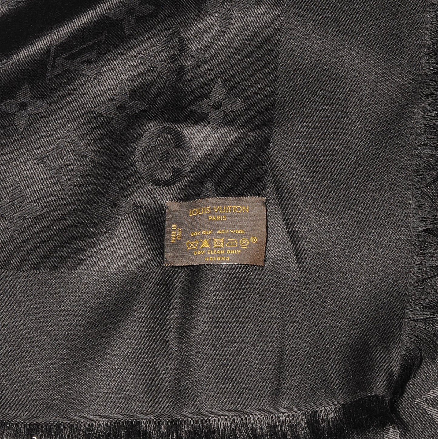 Silk Wool Monogram Shawl Black