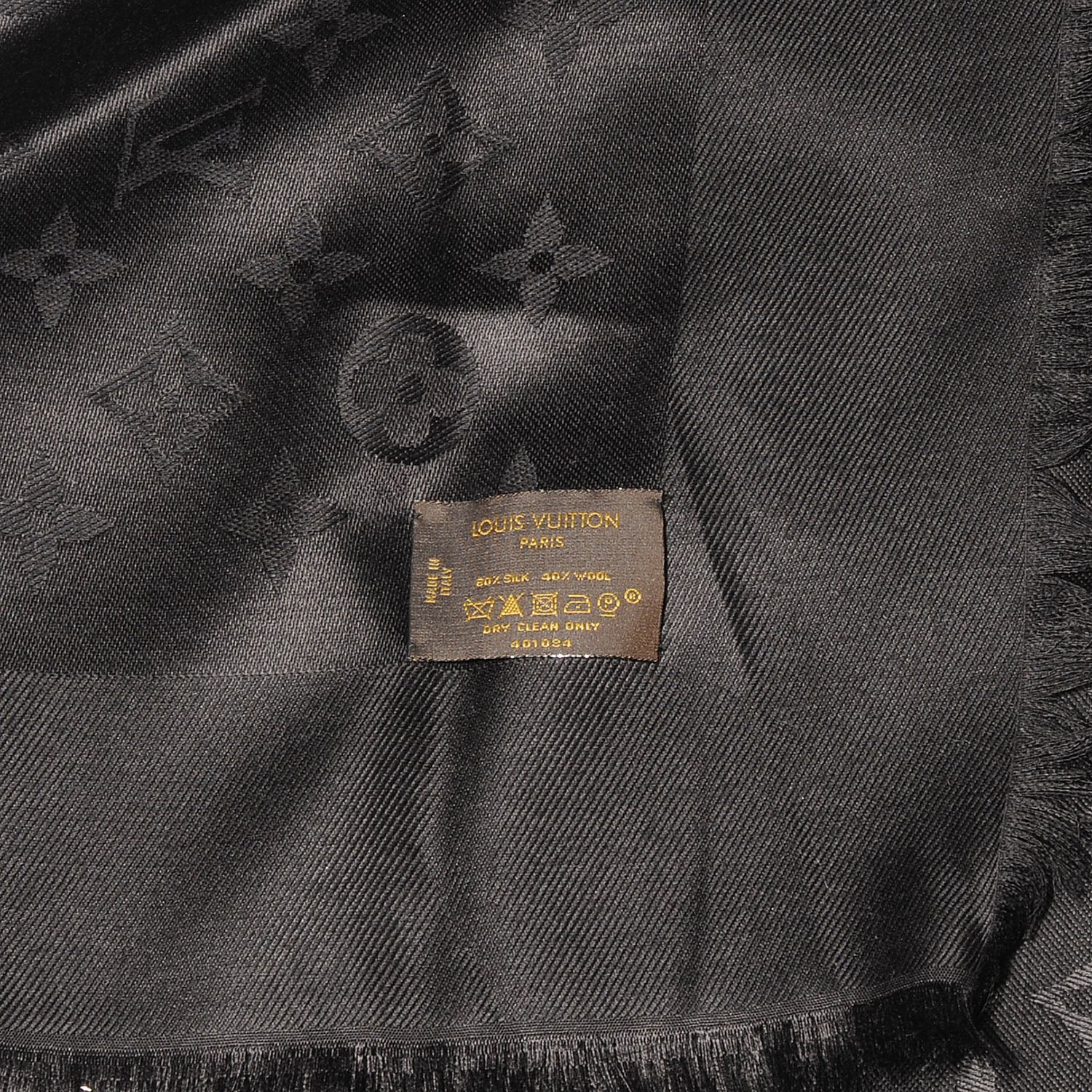Louis Vuitton Silk Wool Monogram Shawl Black 4 of 4